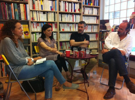 Ana de Miguel con los novelistas Olga Merino, Dimitris Stefanakis y Alfonso Mateo-Sagasta | Linda Baseggio
